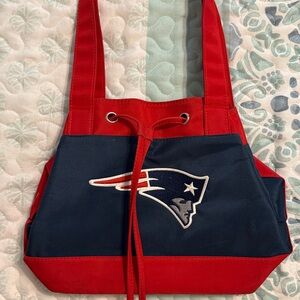 Little Earth NE Patriots Silver and Red NFL lunch Tote